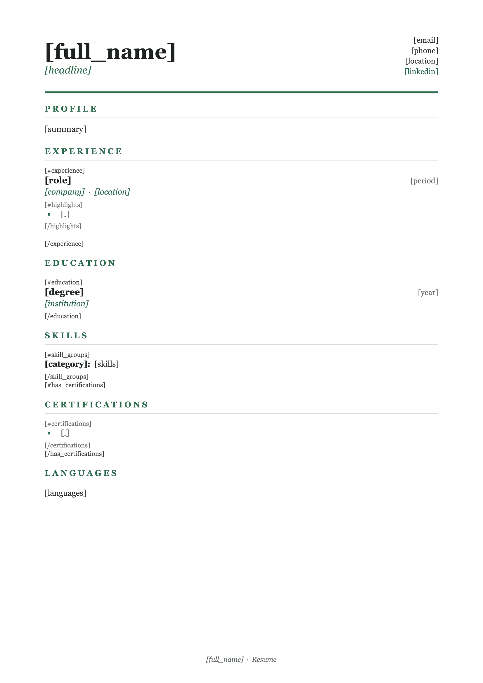 Sjabloon Professioneel CV